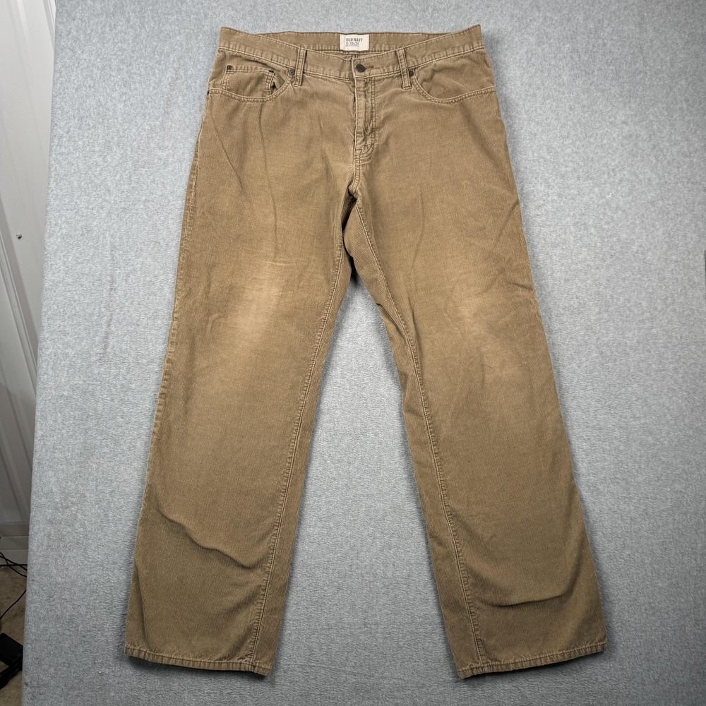 Old Navy Corduroy‎ Pants Mens 38x34 Tan Straight Baggy 100% Cotton Casual Y2K